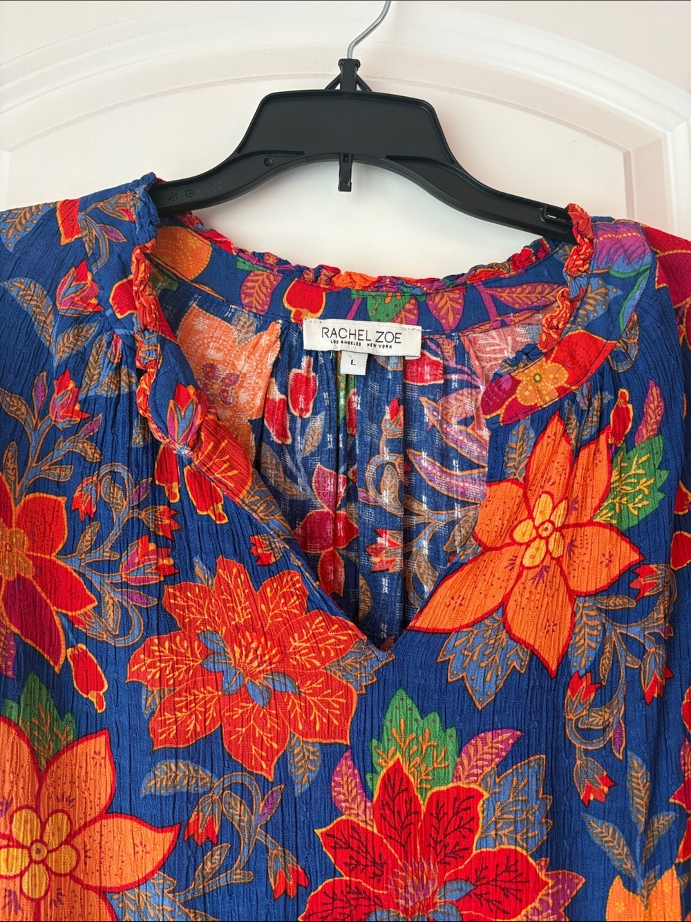 Rachel Zoe Multicolored Floral Short Sleeve V-Neck Top Size Large - Picture 3 of 8